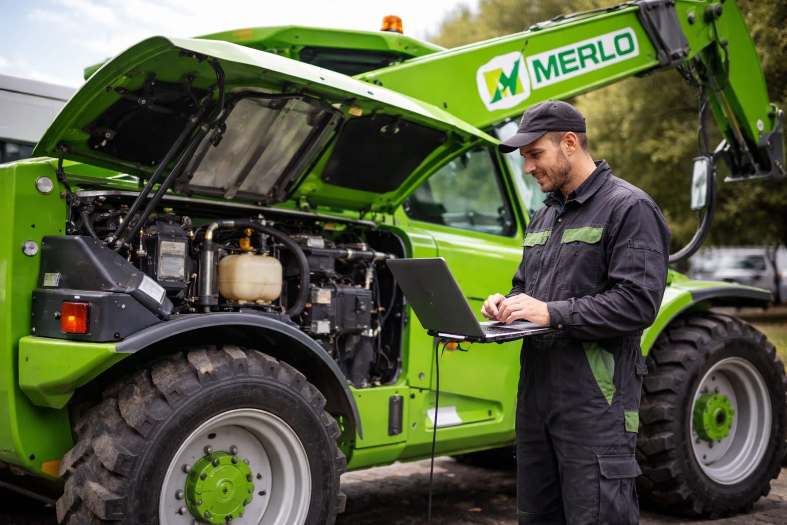 Mécanicien intervenant sur une mini-pelle